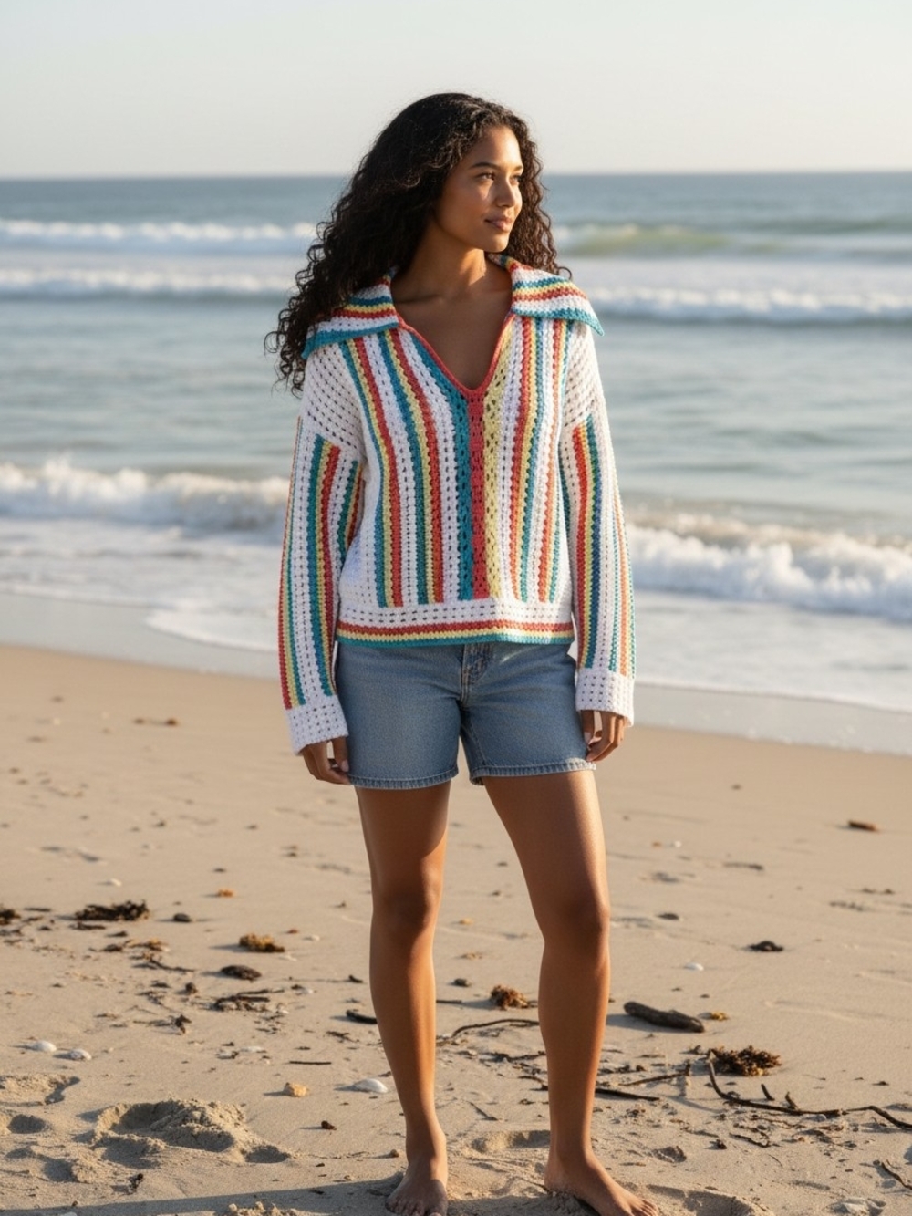 Solid & Striped Lola Crochet Pullover Over-sized